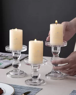 1pc Crystal Glass Candle Stick Holders Stand Coffee Table
