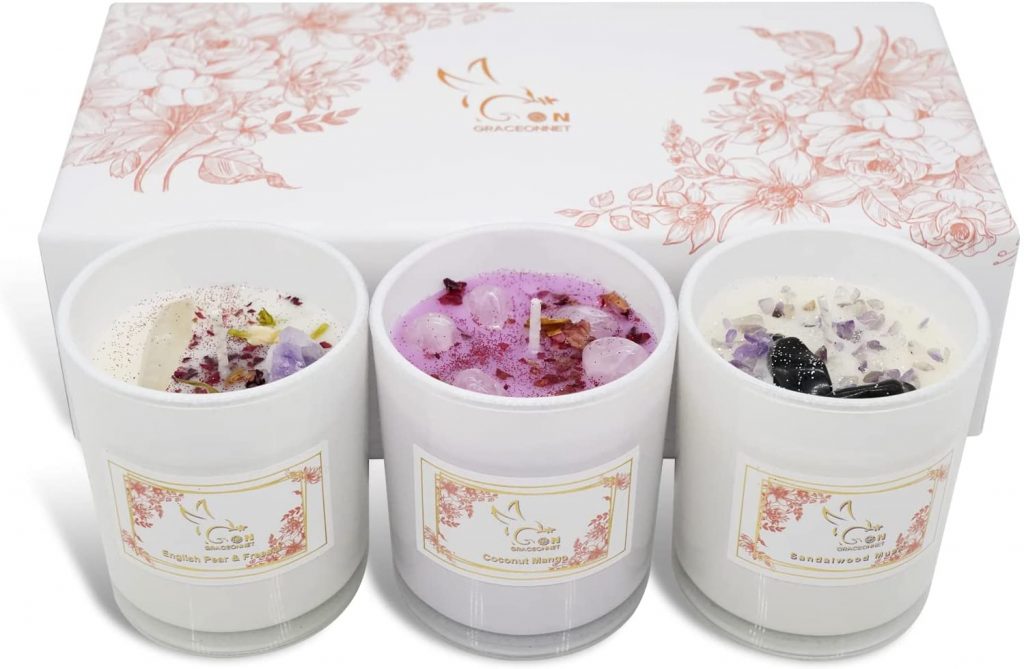 Scented Candle Gift Set, Luxury Candles, Strong 8% Fragrance, 3.5ozX3 Natural Wax Handmade Aromatherapy Candle