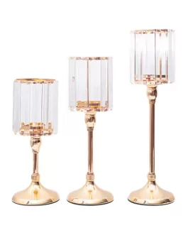 Gold Crystal Candle Holders for Fireplace Coffee Table