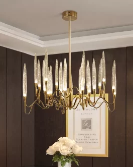 Luxury LED Crystal Chandelier Gold Chrome Bubbles Candles
