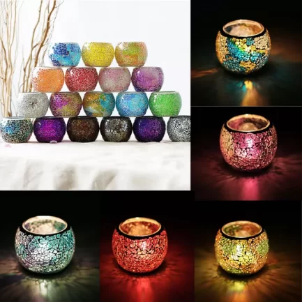 Moroccan Mosaic Glass Votive Candle Tea Light Holder
