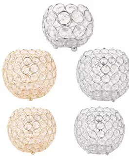 Silver Gold Crystal Bowl Candle