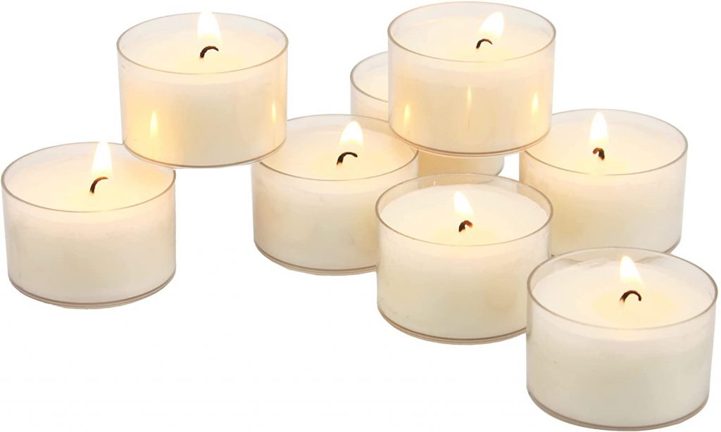 Stonebriar 96 Pack Unscented 6 to 7 Hour Extended Burn Time Clear Cup Tea Light Candles